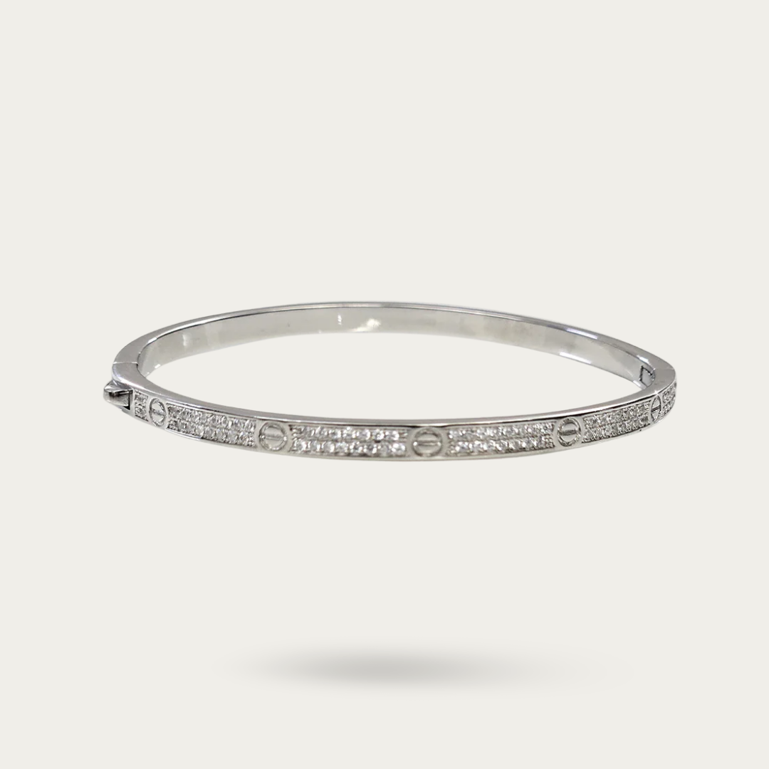 Blisse Allure Sterling Silver Cartier Love Bangle with cubic zirconia