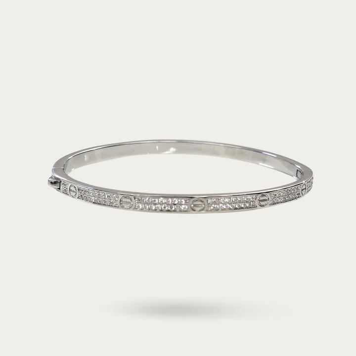 Blisse Allure Sterling Silver Cartier Love Bangle with cubic zirconia