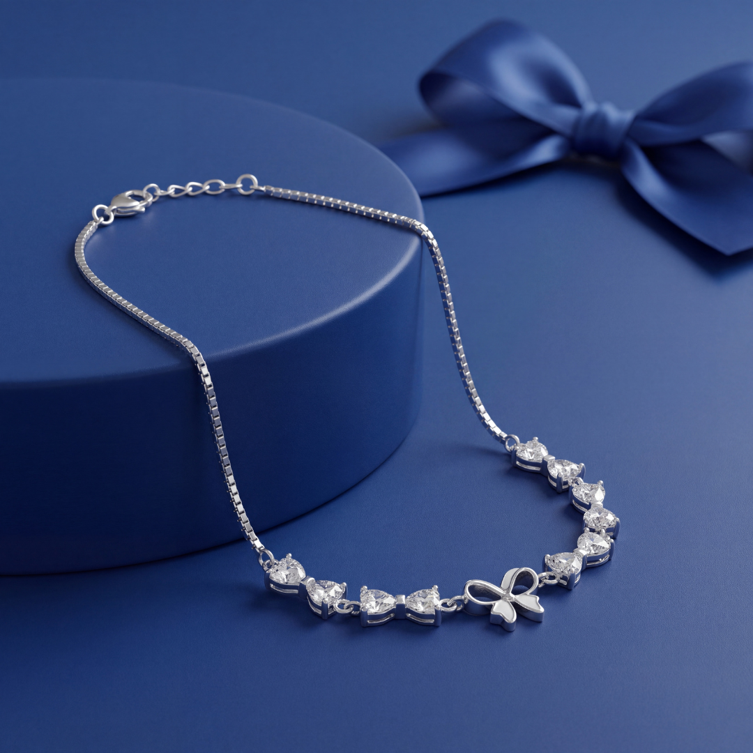 Blisse Allure 925 Sterling Silver Butterfly Anklet Set