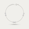 Blisse Allure 925 Sterling Silver Bow Anklet Set | Sparkling Crystal Bow Design