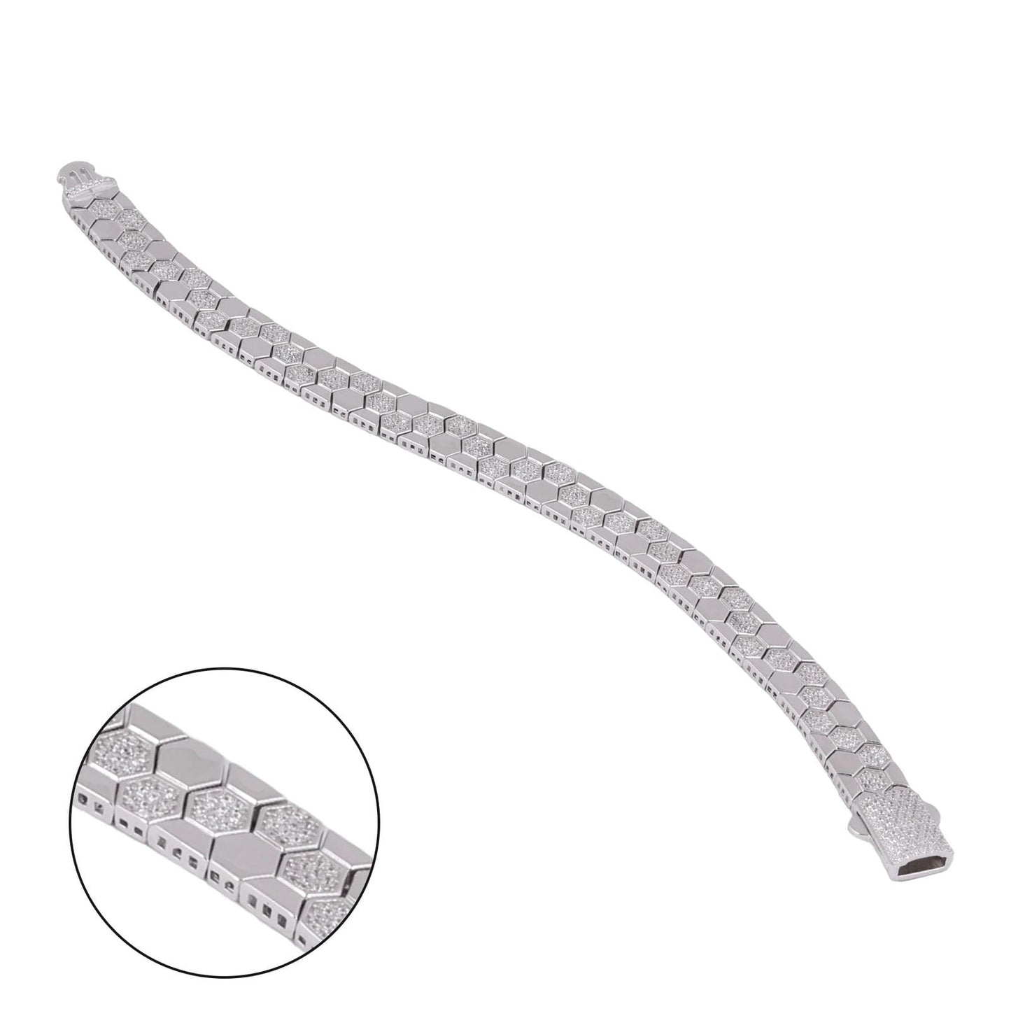 Hexagon-Link Bracelet with CZ Stones - Men