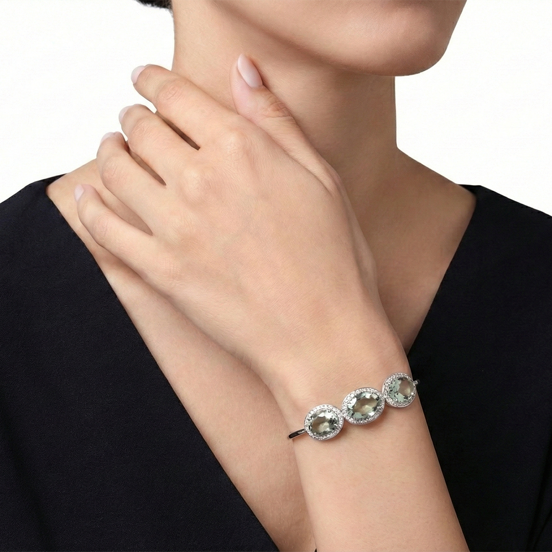 Blisse Allure Sea Green Amethyst Bracelet with white cubic zirconia