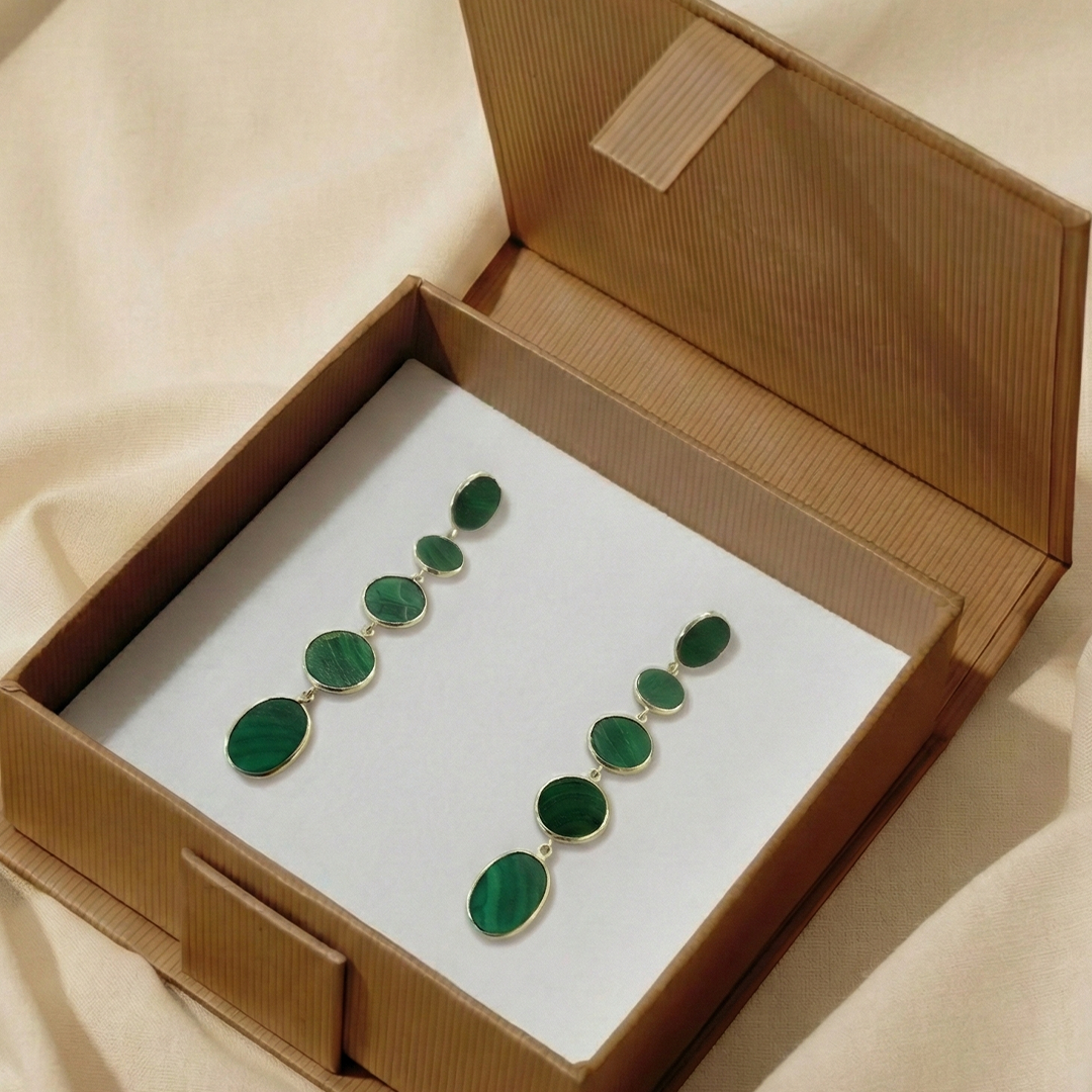 Blisse Allure Sterling Silver Malachite Danglers