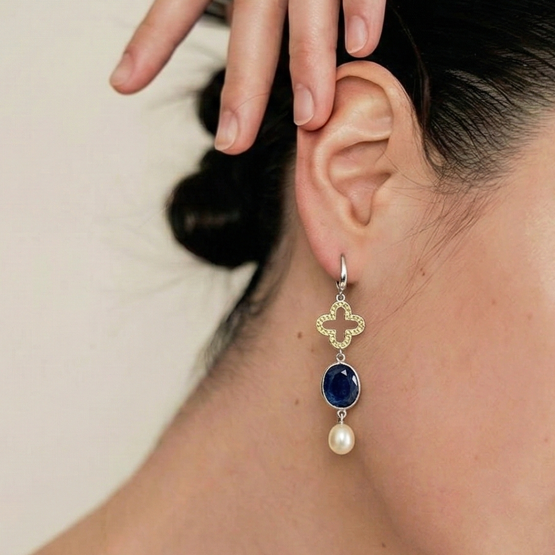 Blisse Allure Sapphire and Pearl Dangler