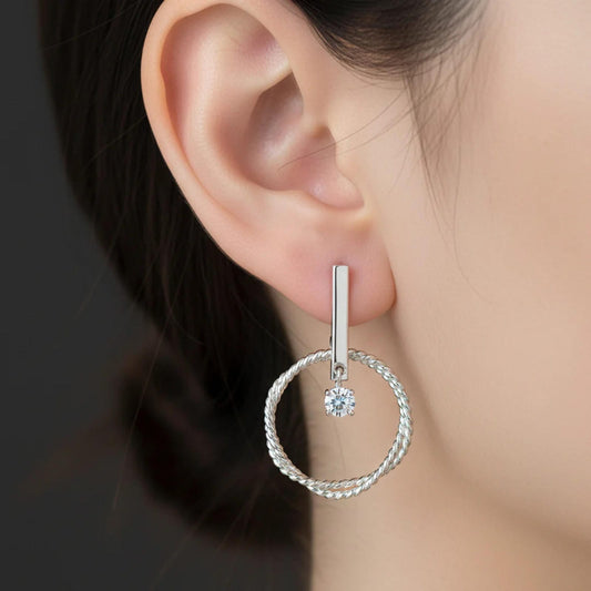 Groove Earrings with CZ Stud - Blisseallure.in