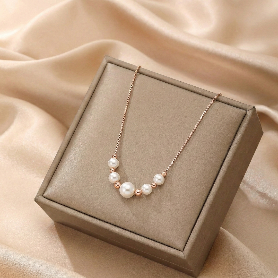 Pearl Necklace in Rose Gold finish