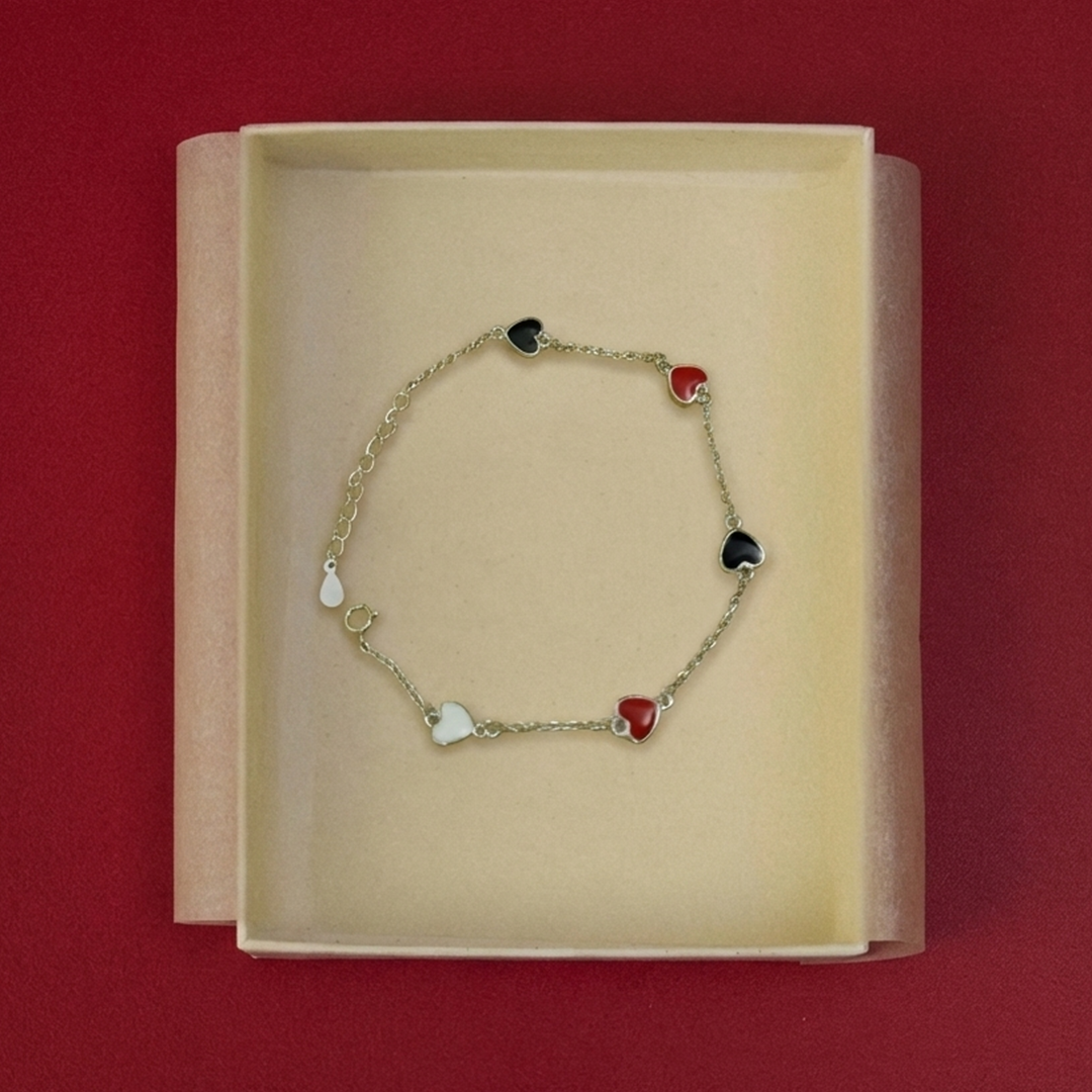 Blisse Allure Sterling Silver 925 enamelled Delicate Heart Bracelet