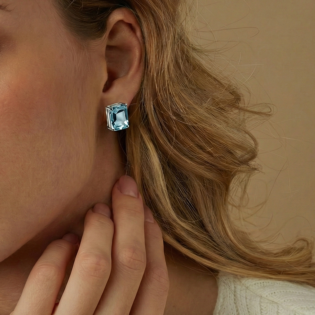Blisse Allure 925 Sterling Silver Sky Blue Topaz Stud Earrings