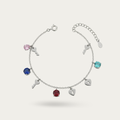 Blisse Allure Sterling Silver Multicoloured Crystals with Key Charms Bracelet