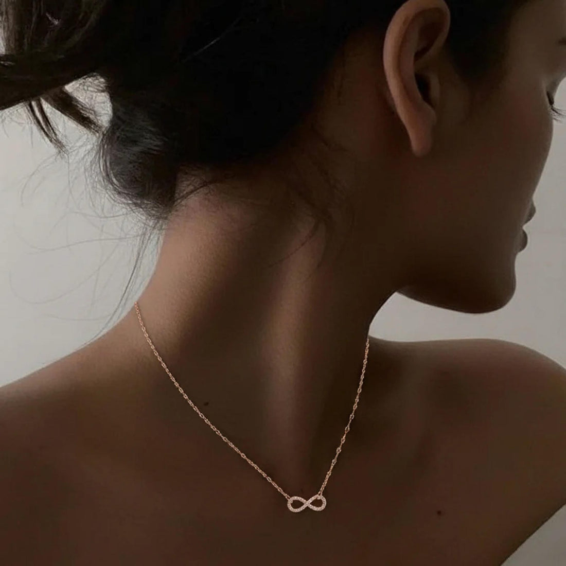 Gold Infinity Necklace with Cubic Zirconia - Blisseallure.in