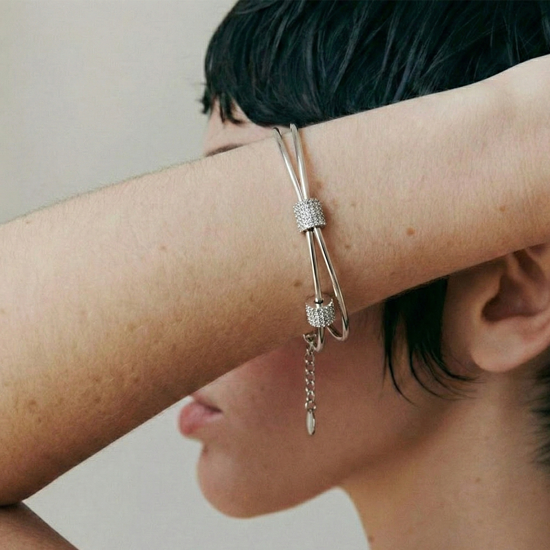 Mesmeric Victorian Sterling silver bangle bracelet