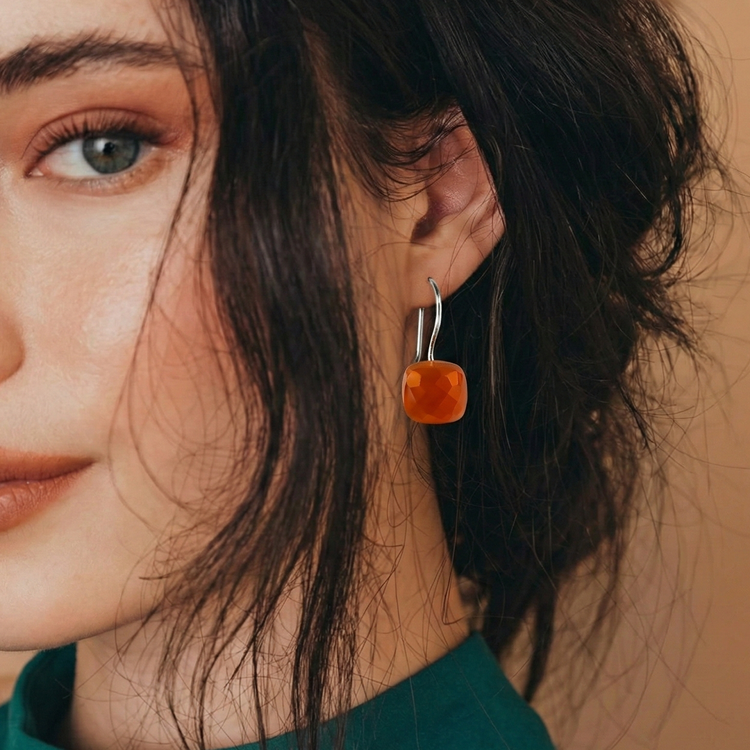 Blisse Allure Carnelian Stone Drop Sterling Silver Earring