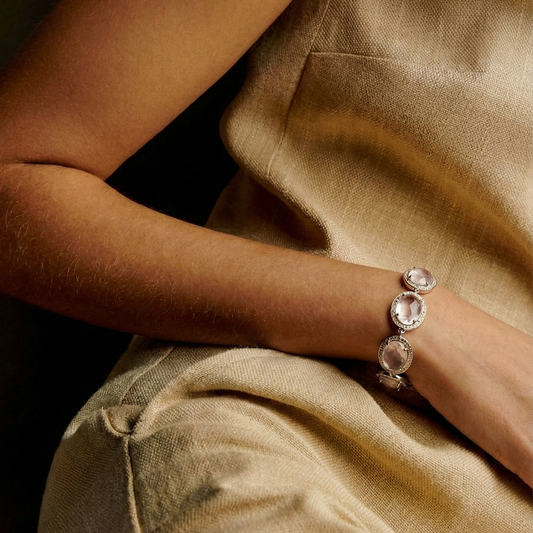 Blisse Allure Rose Quartz with cubic zirconia bracelet