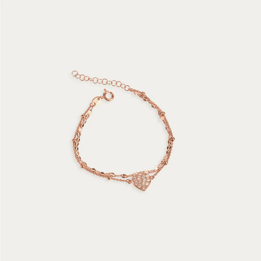 Rose Gold Heart Shaped Layered Bracelet