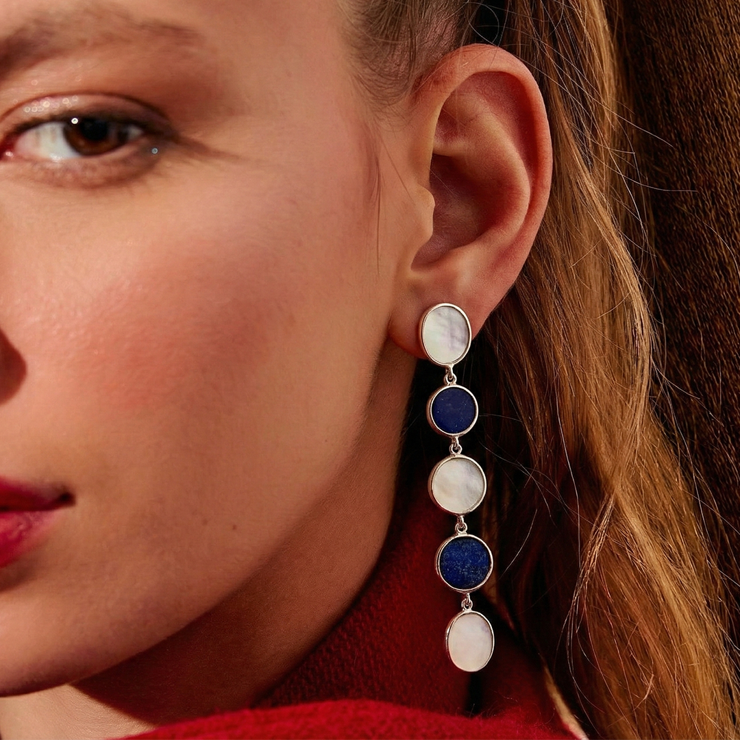Blisse Allure Lapis lazuli and Mother of Pearl Danglers