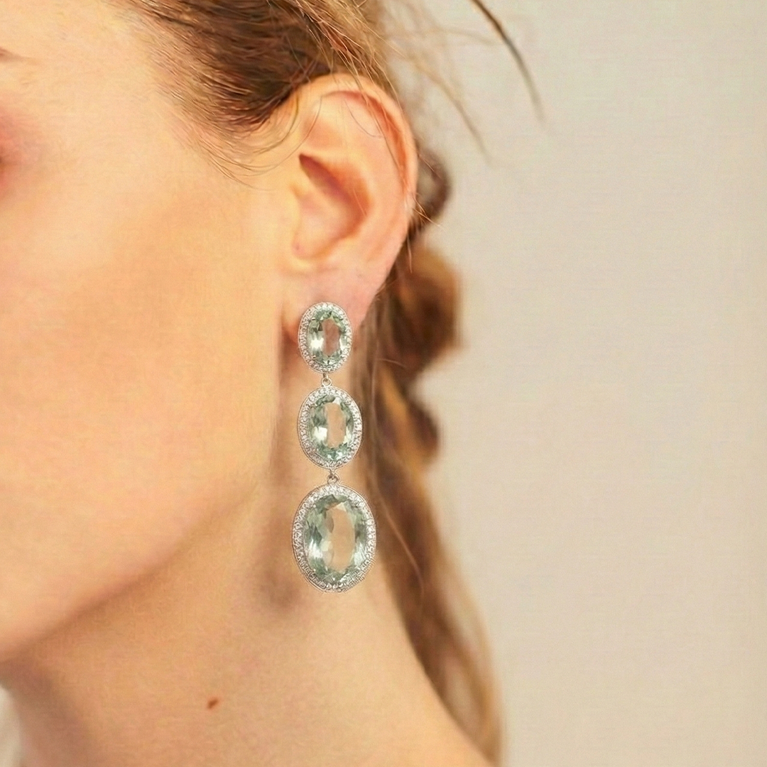 Elegant and Shimmering CZ Oval drop earrings