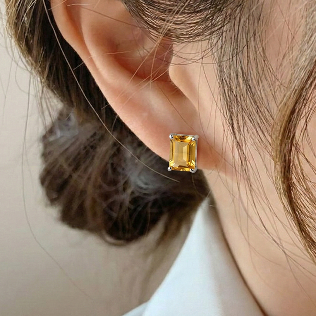 Blisse Allure 925 Sterling Silver Citrine Stud Earrings