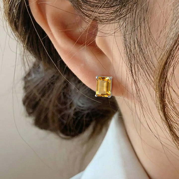 Blisse Allure 925 Sterling Silver Citrine Stud Earrings