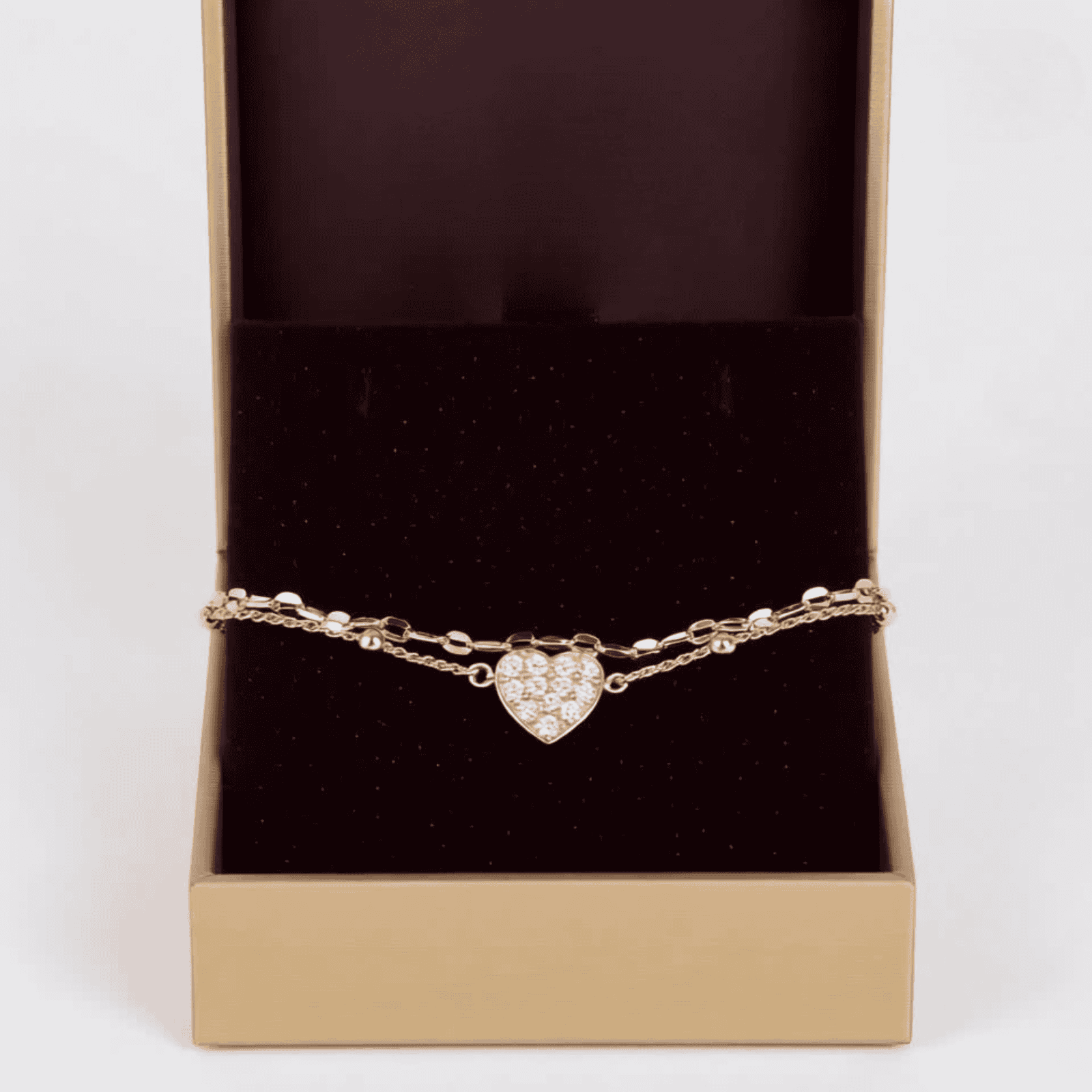 Rose Gold Heart Shaped Layered Bracelet