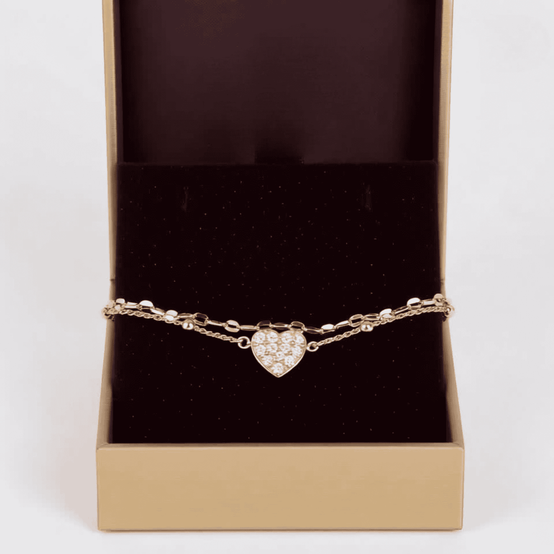 Rose Gold Heart Shaped Layered Bracelet