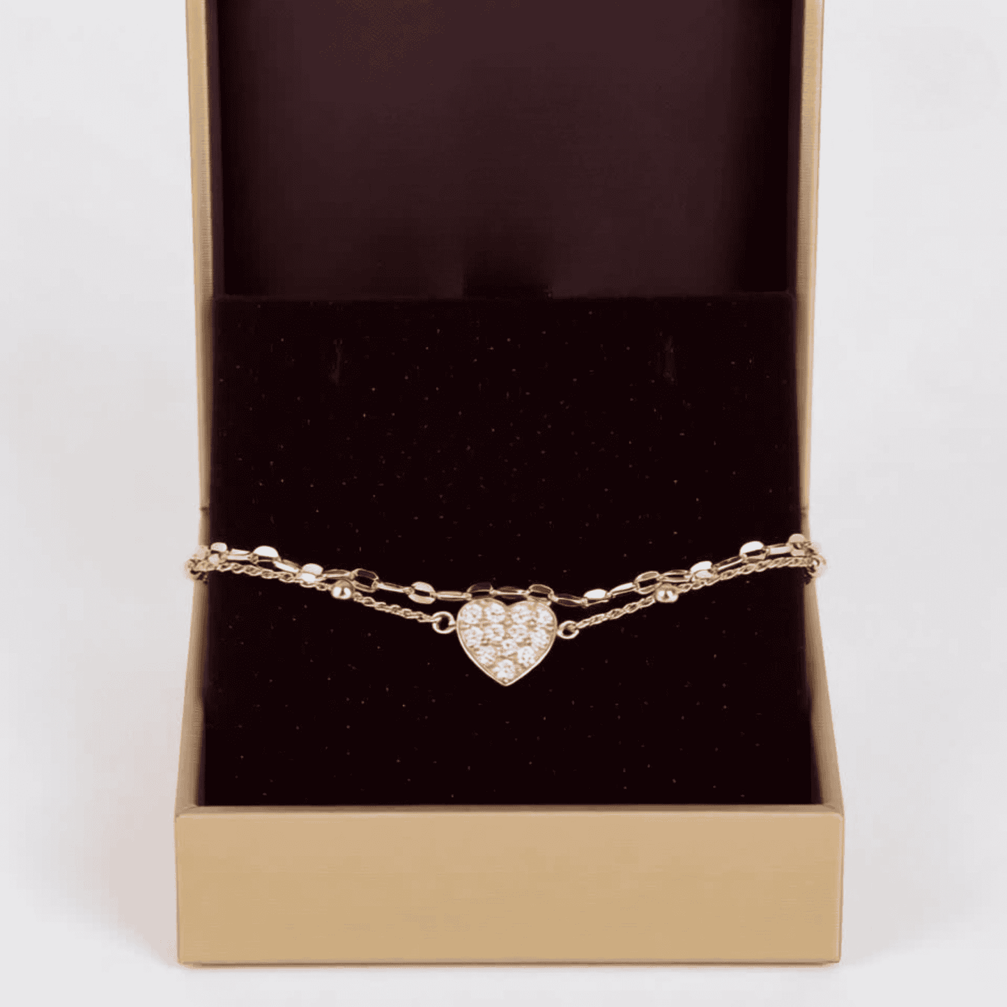 Rose Gold Heart Shaped Layered Bracelet