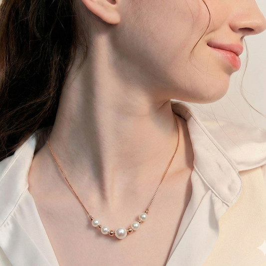 Pearl Necklace in Rose Gold finish