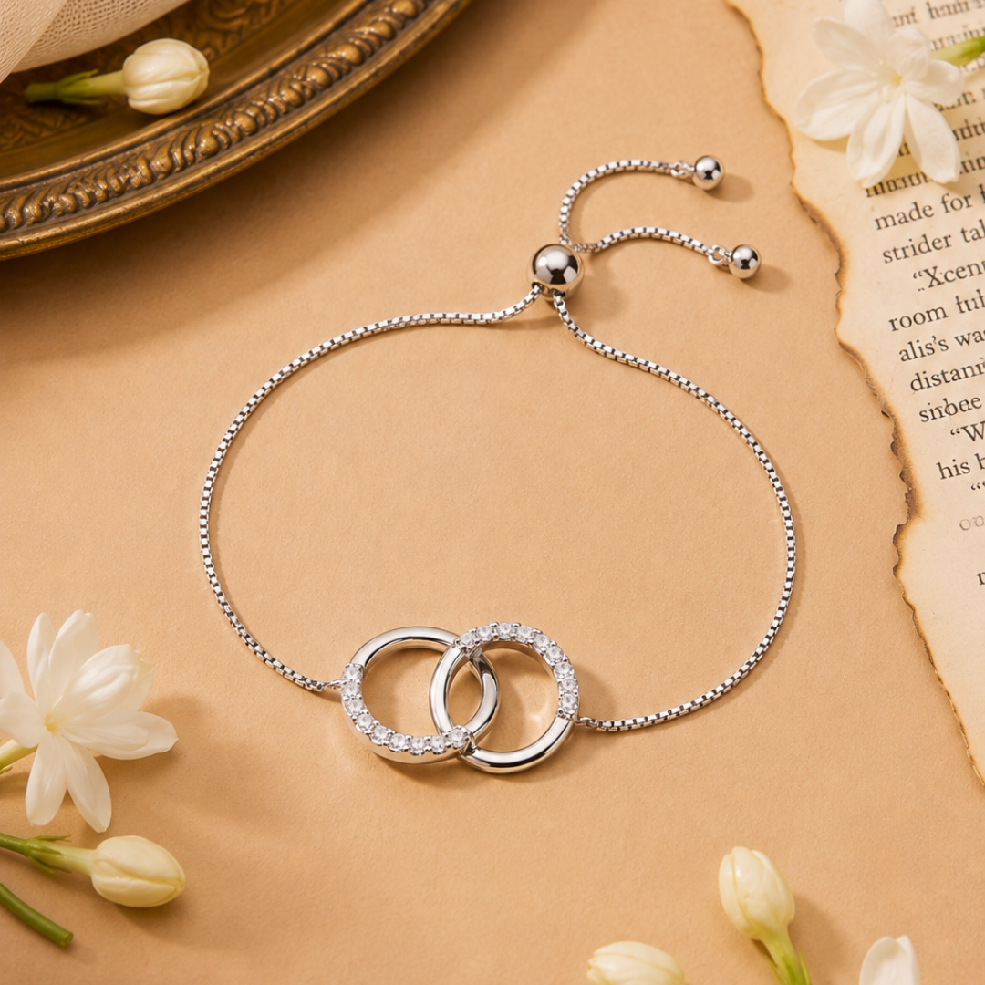 Blisse allure 925 Sterling Silver Interlocking Circle Adjustable Bracelet