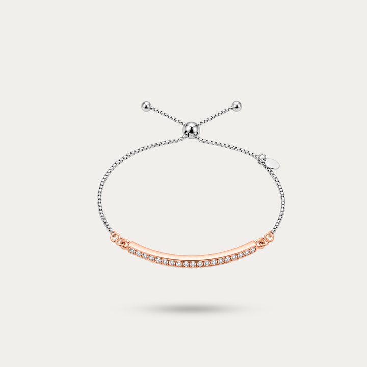 Blisse allure 925 Sterling Silver Rose Gold Curved Bar Adjustable Bracelet