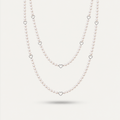 Blisse allure 925 Sterling Silver Open-Heart Pearl Beaded Long Necklace
