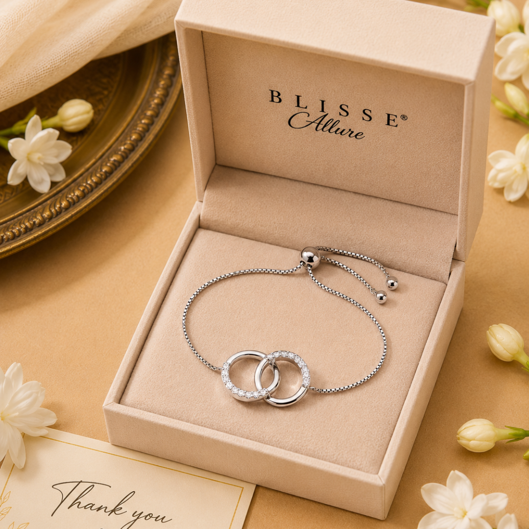 Blisse allure 925 Sterling Silver Interlocking Circle Adjustable Bracelet