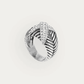 Ring with Leaf-Inspired Pattern and Cross Stone Accent For Men - Blisseallure.in