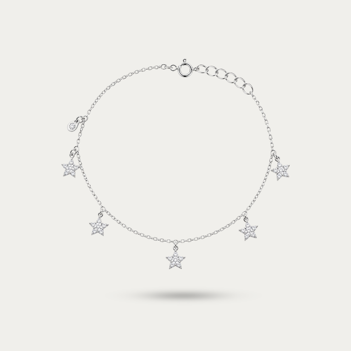 Blisse Allure "Celestial Chimes" 925 Silver Star Dangle Anklets