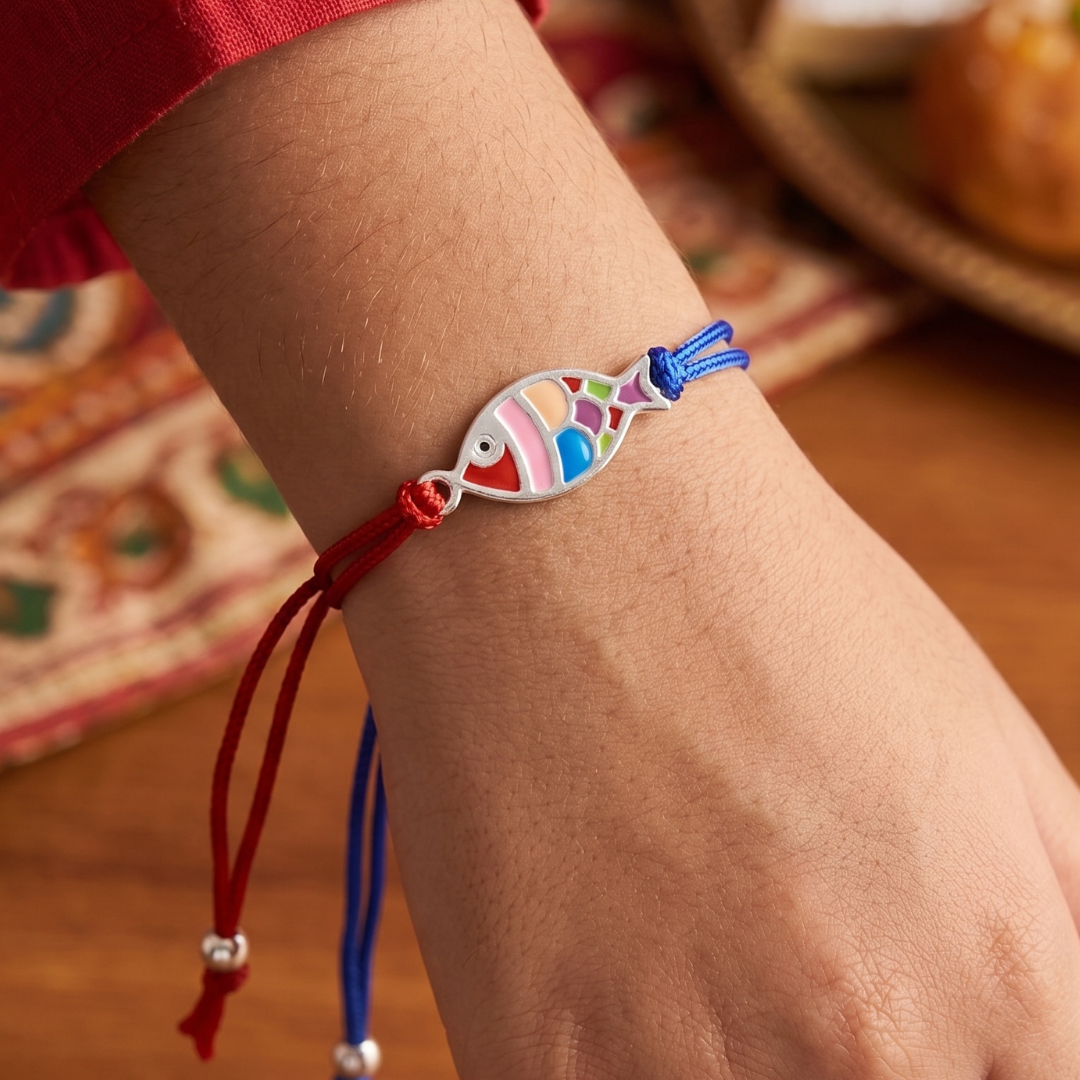 Blisse Allure sterling silver ENAMELLED FISH rakhi