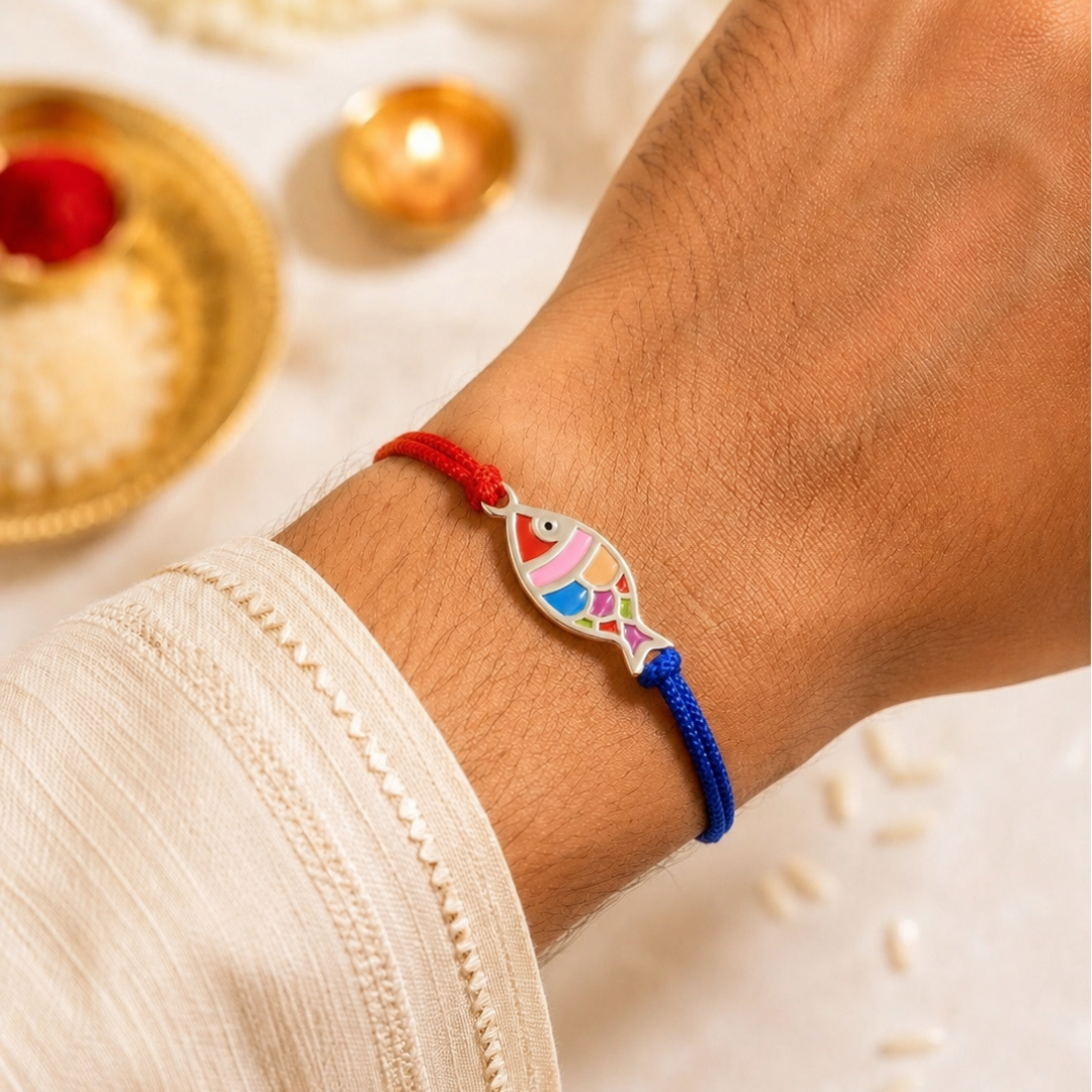 Blisse Allure sterling silver ENAMELLED FISH rakhi
