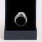 Ring with Leaf-Inspired Pattern and Cross Stone Accent For Men - Blisseallure.in