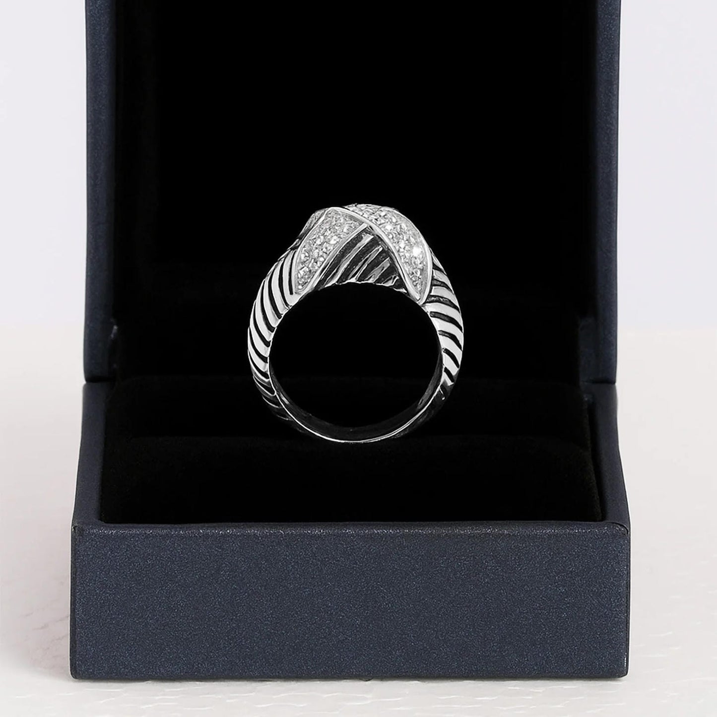 Ring with Leaf-Inspired Pattern and Cross Stone Accent For Men - Blisseallure.in