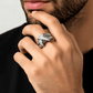 Ring with Leaf-Inspired Pattern and Cross Stone Accent For Men - Blisseallure.in