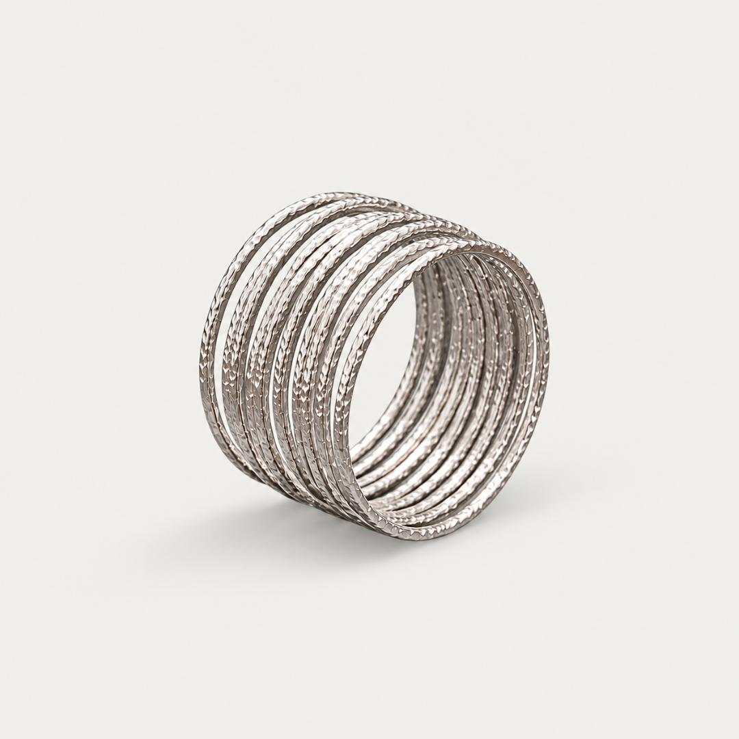 Blisseallure 925 Sterling Silver Diamond-Cut Spiral Coil Ring