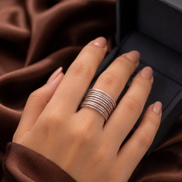 Blisseallure 925 Sterling Silver Diamond-Cut Spiral Coil Ring