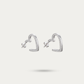 Blisse allure 925 Sterling Silver Pave Cubic Zirconia Open Heart Hoop Earrings