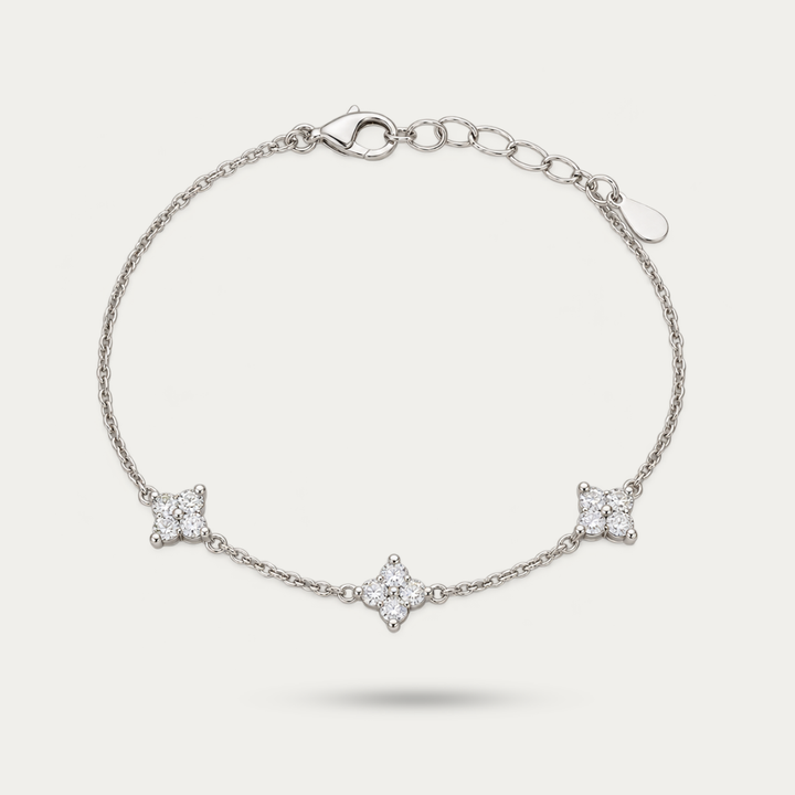 Blisse allure 925 Sterling Silver Cubic Zirconia Four-Point Star Cluster Bracelet