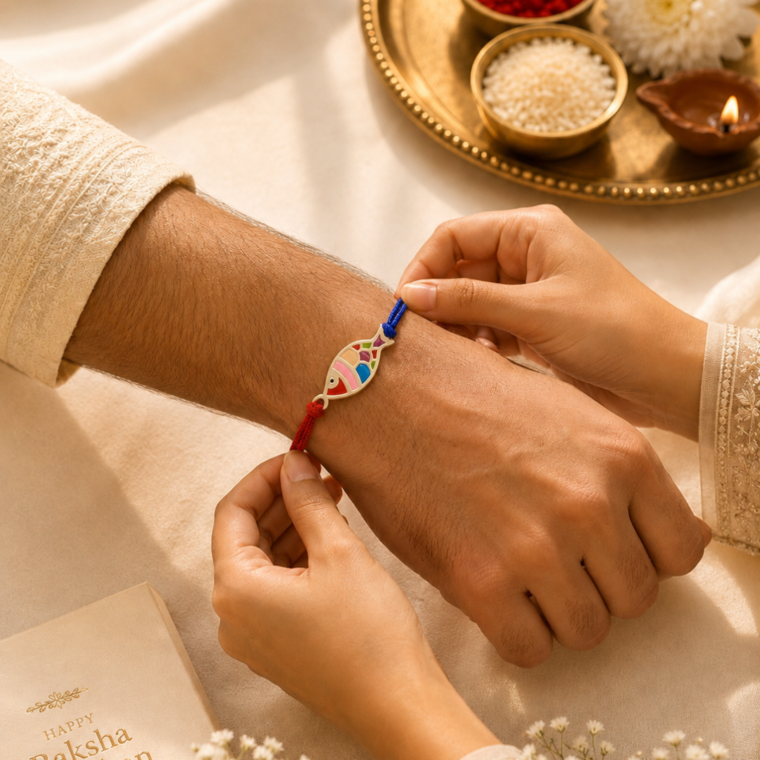 Blisse Allure sterling silver ENAMELLED FISH rakhi
