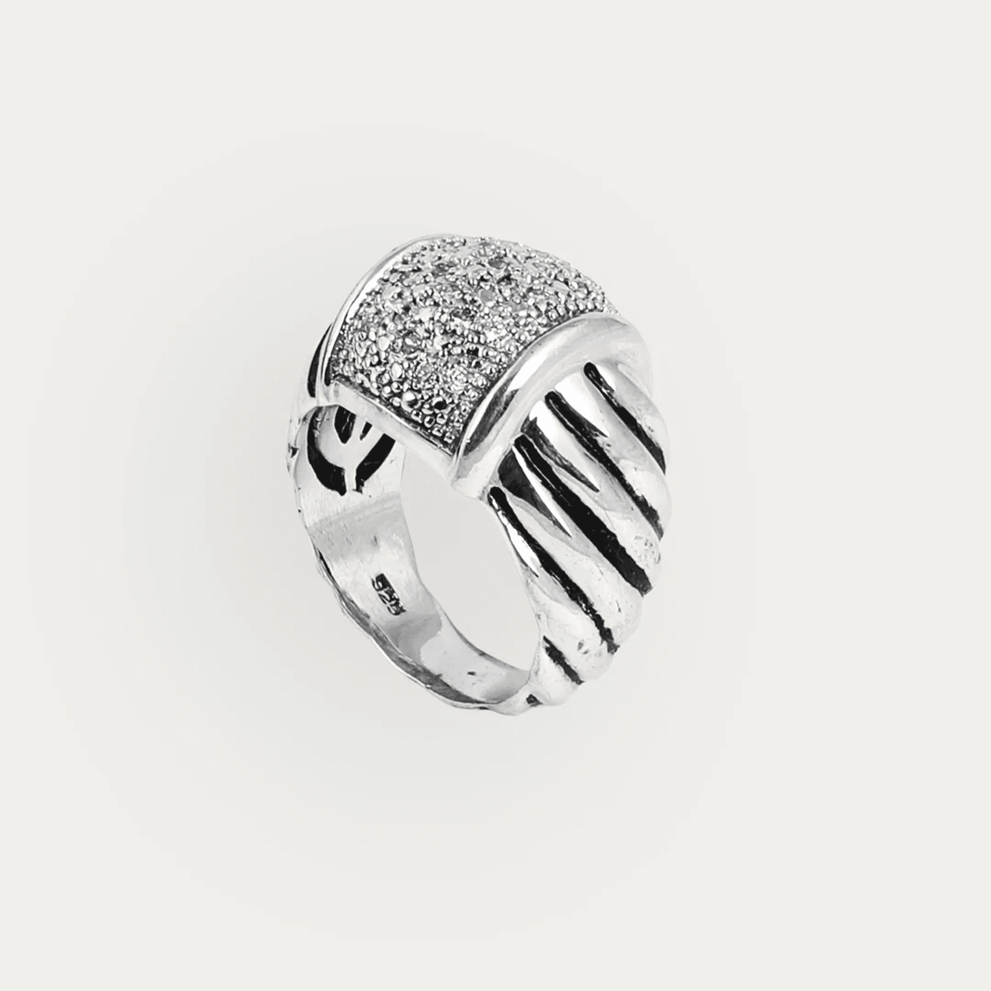 Men's Ring with Twisted Band & Rectangular Sparkle - Blisseallure.in