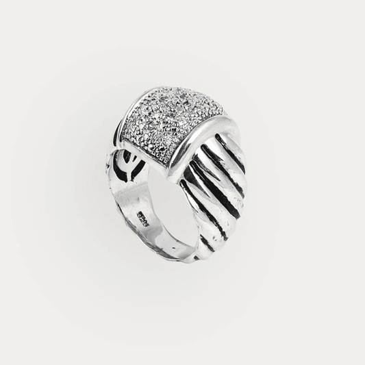 Men's Ring with Twisted Band & Rectangular Sparkle - Blisseallure.in