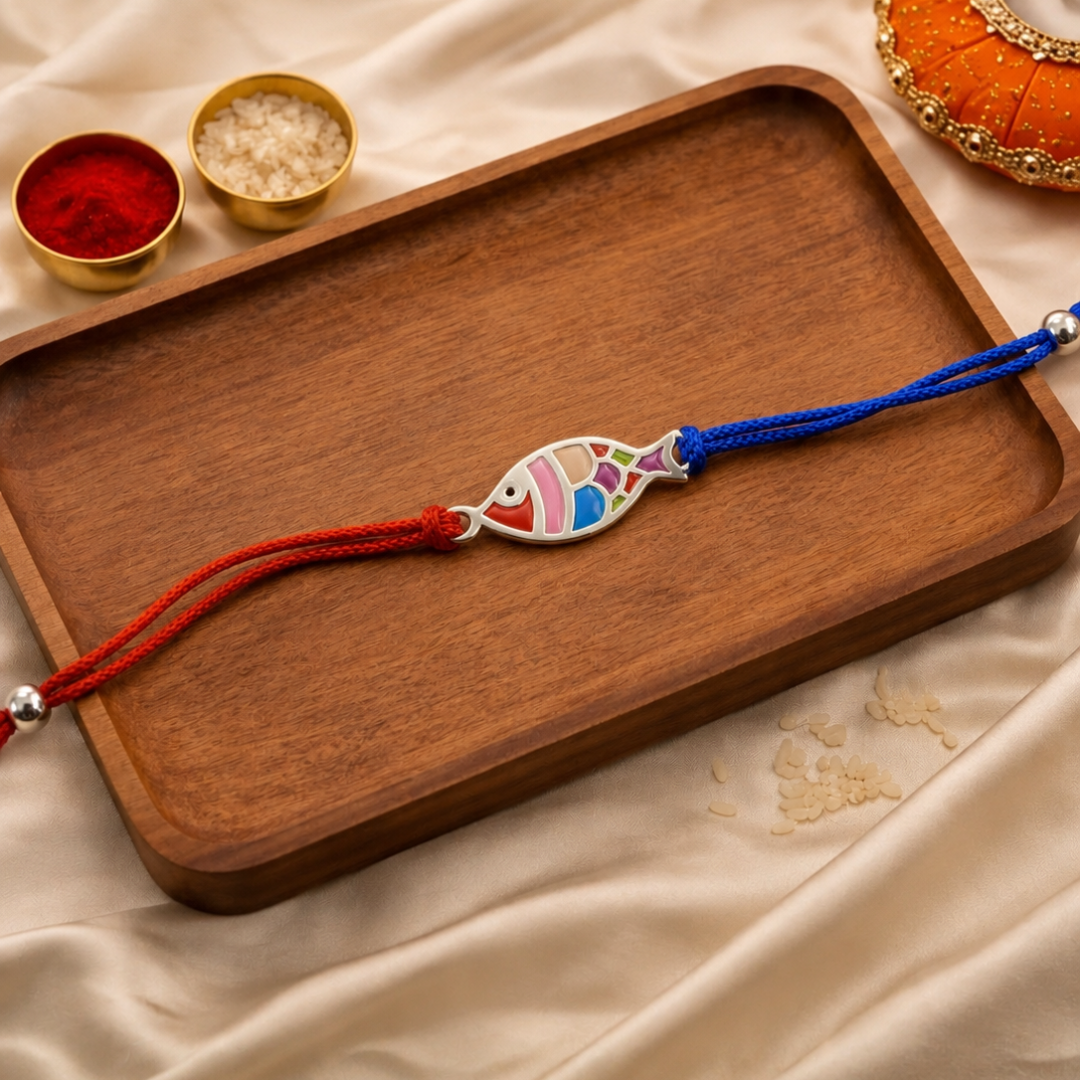 Blisse Allure sterling silver ENAMELLED FISH rakhi