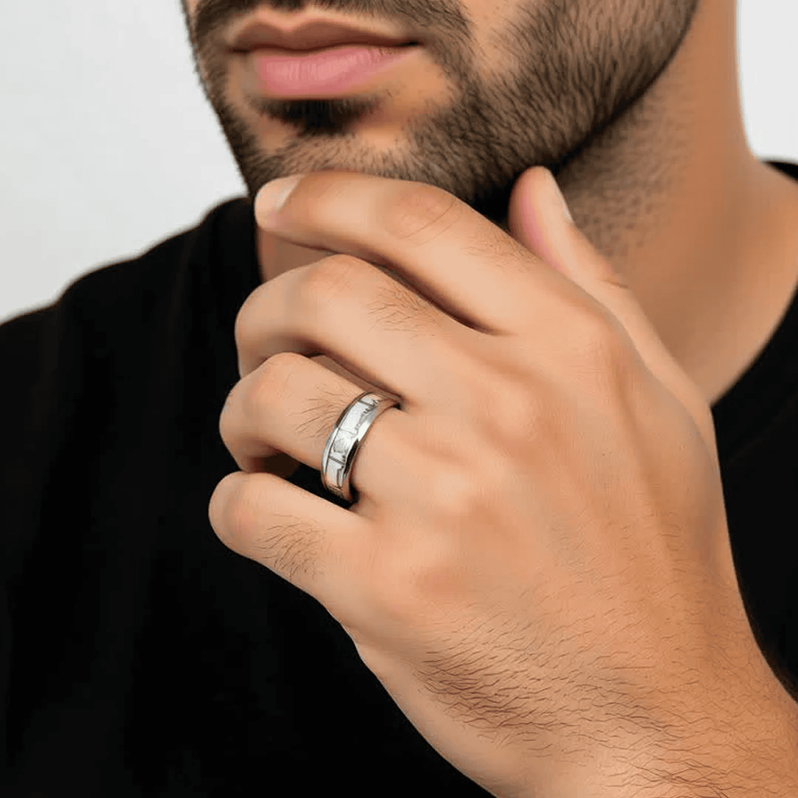 Promise Ring with Heartline Pattern For Men - Blisseallure.in