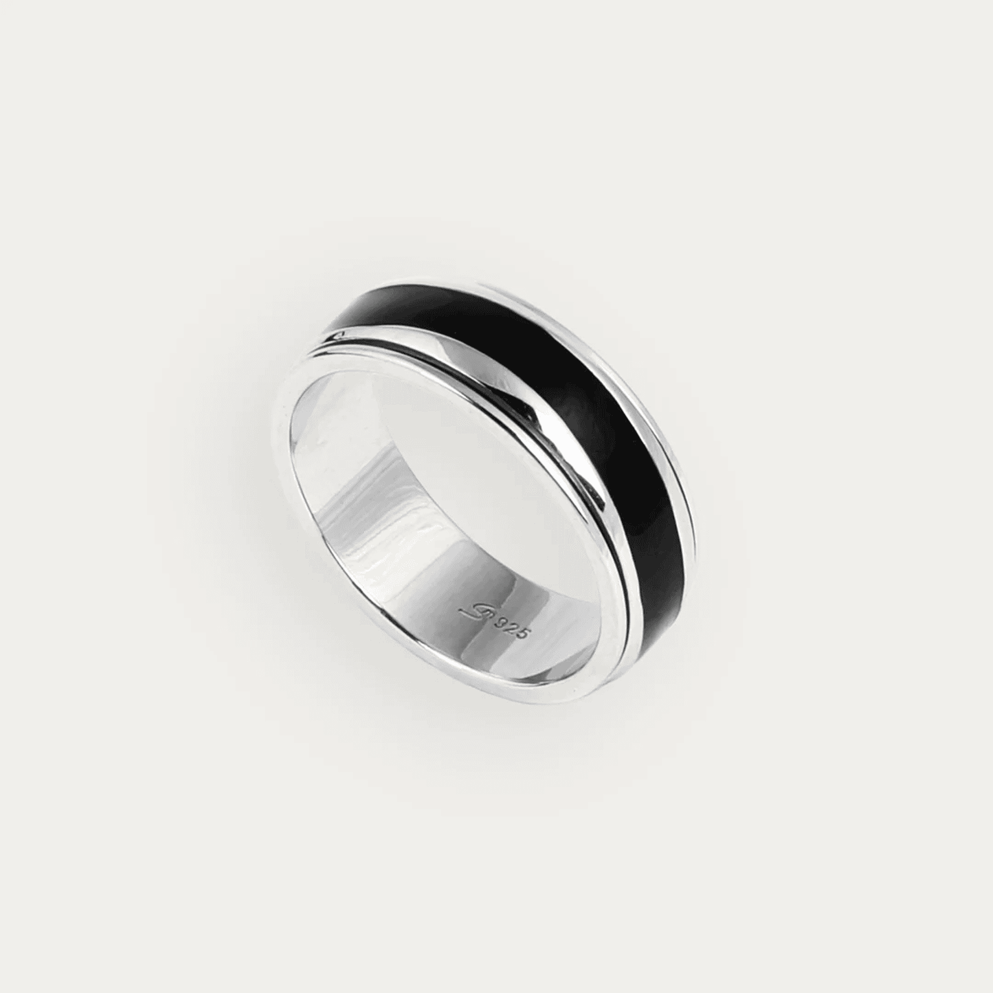 Band Ring with Rotating  Black Inlay for Men - Blisseallure.in