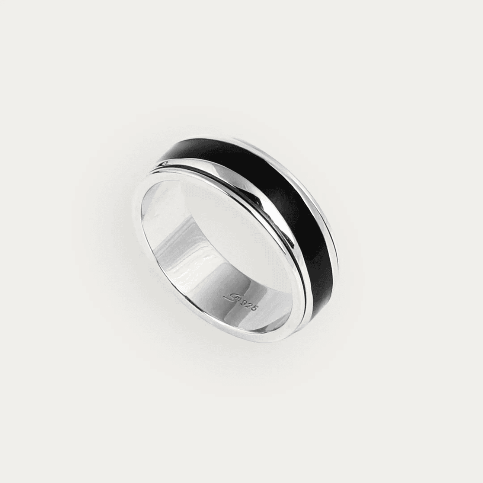 Band Ring with Rotating  Black Inlay for Men - Blisseallure.in