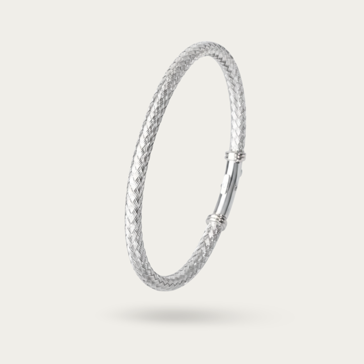 Blisse Allure Timeless Silver Bangle with Braided Texture