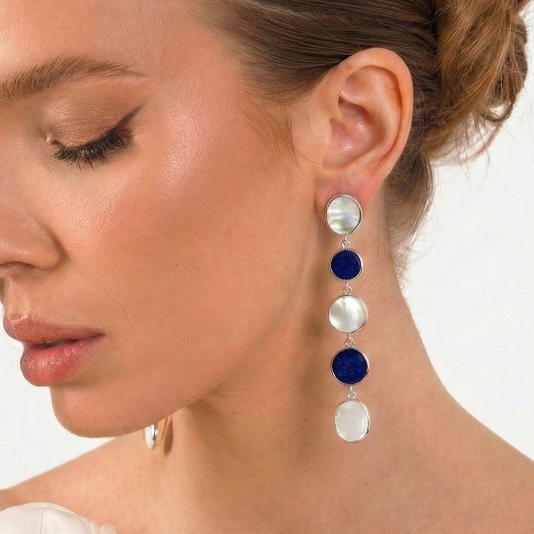 Blisse Allure Lapis lazuli and Mother of Pearl Danglers